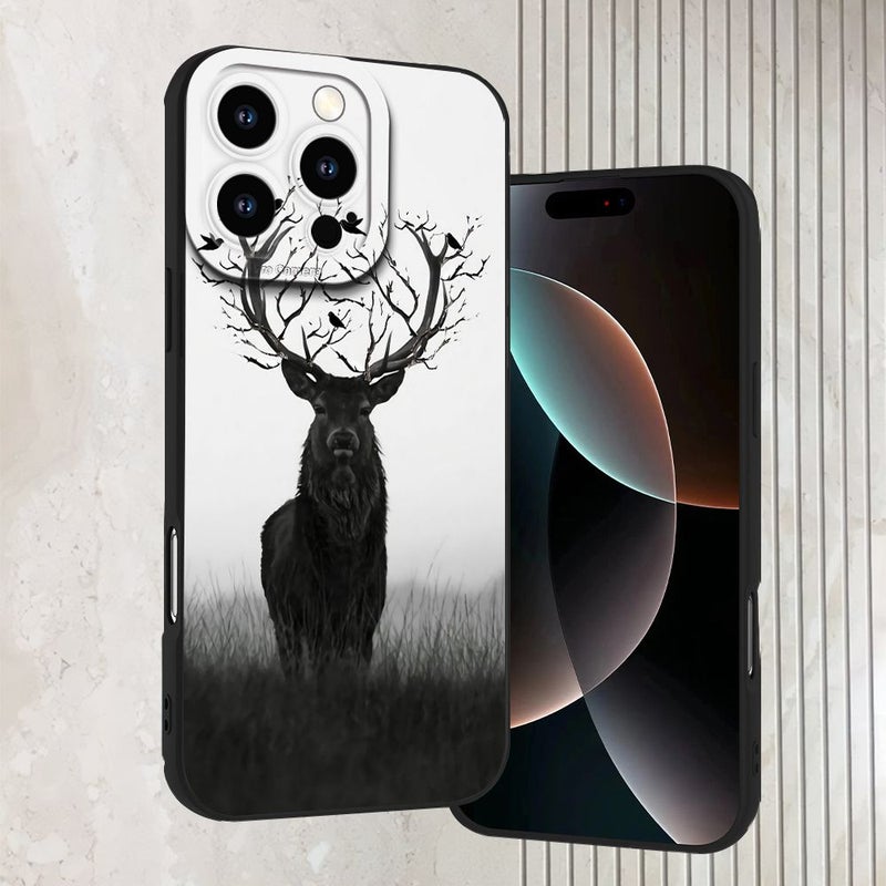 Black Fantasy Forest Deer Abstract Art Phone Case for iPhone 17 Pro Max Shockproof Matte Anti Slip - Image 5