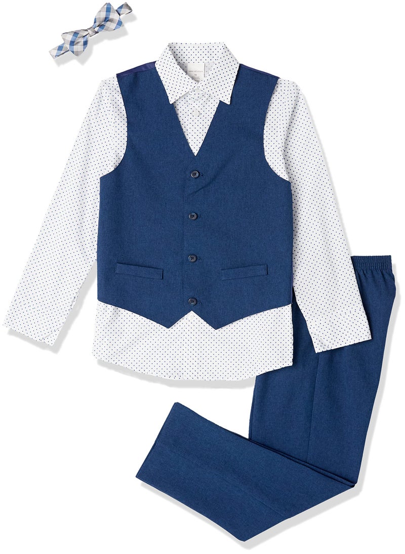 Van Heusen Boys' 4-Piece Formal Suit Vest Set, Blue Jean, 5