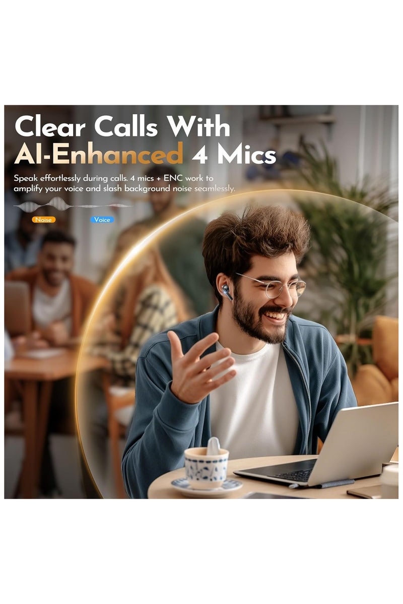 True Wireless Earbuds Bluetooth Earphones with Active Noise Cancellation Headphones Wireless 4 Mic Clear Calls in Ear Buds 40H Led Display, Multipoint Connect, Deep Bass Earbuds, ANC Waterproof - Image 5