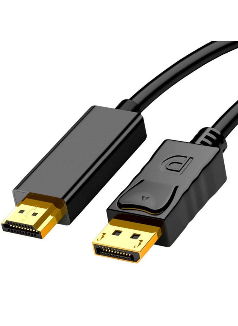 كابل DisplayPort إلى HDMI بطول 6 أقدام (1.8 متر) محول كابل 4K DP إلى HDMI، كابل DP 1.2 إلى HDMI 1.4 باتجاه واحد، متوافق مع الكمبيوتر والتلفاز والشاشات وجهاز العرض واللابتوبات من ديل وHP وغيرها - Image 1
