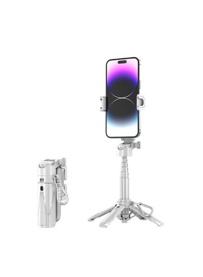 Mini Extendable Selfie Stick Tripod with Bluetooth 5.2, 360° Rotating Quadruped Selfie Stick, Adjustable Lightweight Aluminum Alloy Tripod Stand for iPhone, Android, Live Stream & Vlog White - Image 1