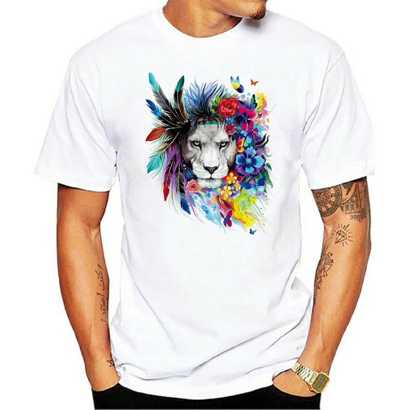 2024 Independent Wish Animal Head Print Round Neck Short Sleeve T-Shirt - Image 1