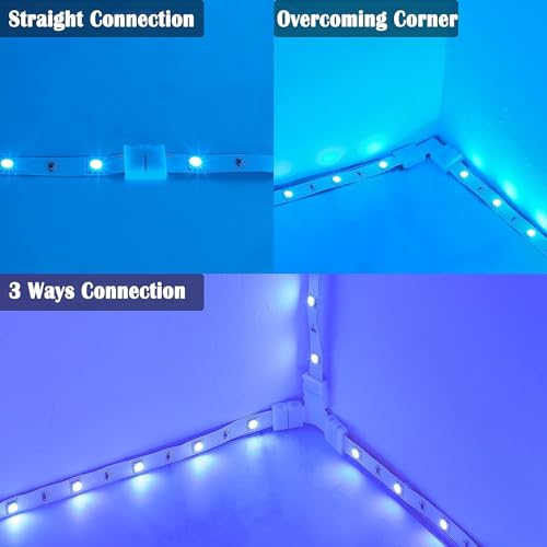 ENQIMAOYI Led Strip connectors for Strip Light 4pin 8mm Solderless Connectors Adapter T, L and X Shape PCB Board for RGB 2835 3528 LED Light(45PCS) - Image 5