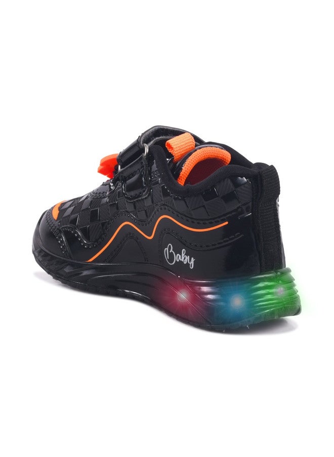 KATS Kids Textured Round Toe Velcro Antibacterial LED Chunky Sole Sneakers - Image 4