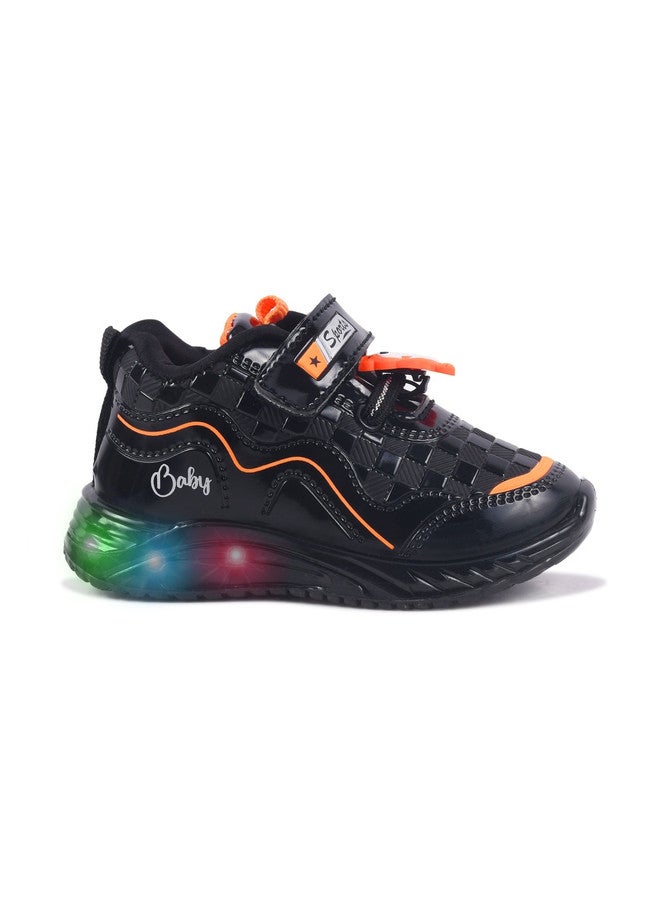 KATS Kids Textured Round Toe Velcro Antibacterial LED Chunky Sole Sneakers - Image 3