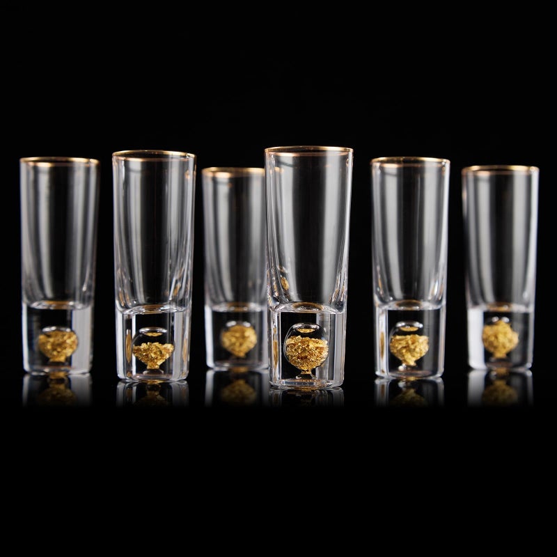 DUJUST Crystal Shot Glasses 2oz Shot Glass Set Decorated with 24K Gold Leaf Flakes Cool  Cute Shot Cups BPAFree  LeadFree Perfect for Dcor  Collection Gift Choices  6 pcs