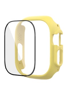 Generic Band with Case For Apple Watch Ultra/Ultra 2 49mm,Adjustable Silicone Sport Wristband Replacement, Strap With Cover Built-in Glass Screen Protector for iWatch Ultra 49 mm (Yellow)  - Image 2