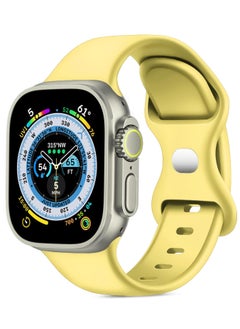 Generic Band with Case For Apple Watch Ultra/Ultra 2 49mm,Adjustable Silicone Sport Wristband Replacement, Strap With Cover Built-in Glass Screen Protector for iWatch Ultra 49 mm (Yellow)  - Image 3
