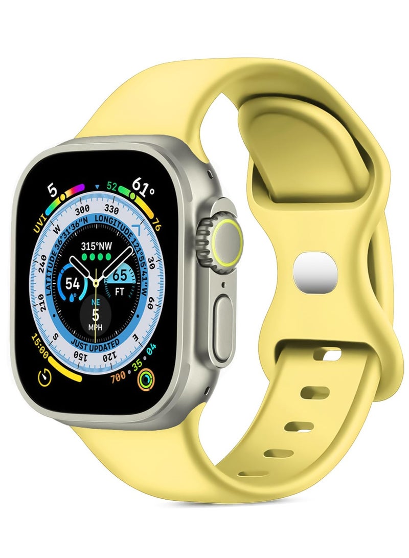سوار مع حافظة لساعة Apple Watch Ultra/Ultra 2 مقاس 49 مم، سوار رياضي بديل من السيليكون قابل للتعديل، حزام مع غطاء وواقي شاشة زجاجي مدمج لساعة iWatch Ultra مقاس 49 مم (أصفر) - Image 3