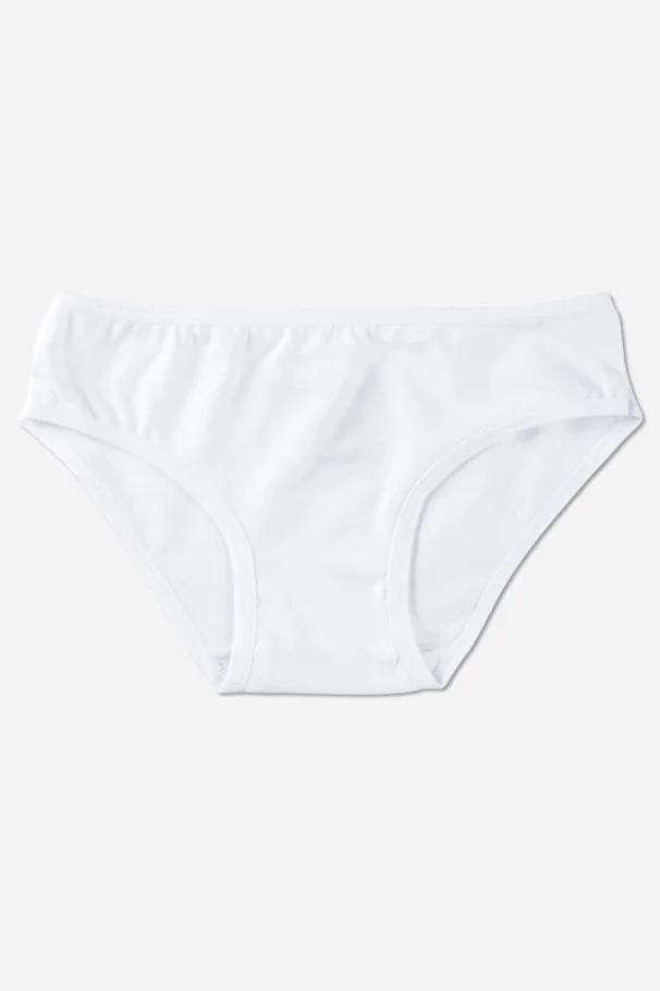 Baykar Girls Cotton Bikini Cut Plain Basic Panties 3-Pack White