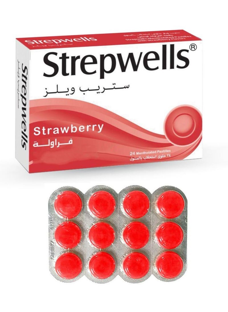 StrepWells Strepwells® Vitamin C Lozenges with Strawberry Flavor and Menthol – Immune Booster, Antioxidant Support, Energy & Wellness Supplement – 24 Lozenges 