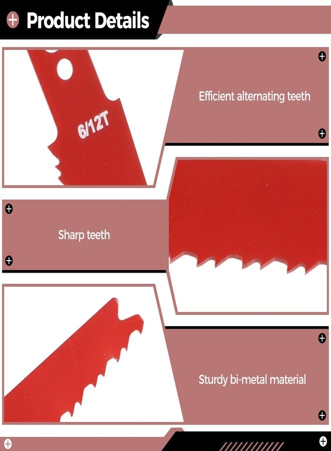 Homaisson 50 Pack 9 Inch 6/12 TPI Reciprocating Saw Blades, Bi-Metal Cutting Saw Blades, Sawzall Blades for Cutting Nail-Embedded Wood, Metal, PVC Pallets - Image 4