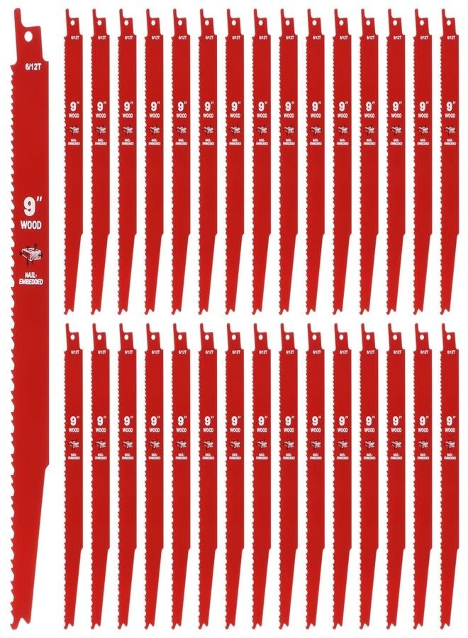 Homaisson 50 Pack 9 Inch 6/12 TPI Reciprocating Saw Blades, Bi-Metal Cutting Saw Blades, Sawzall Blades for Cutting Nail-Embedded Wood, Metal, PVC Pallets - Image 2