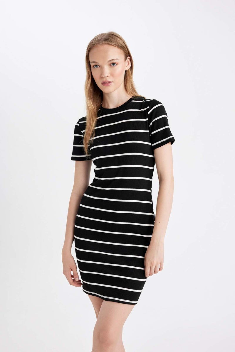 DeFacto Bodycon Crew Neck Striped Camisole Mini Dress - Image 1