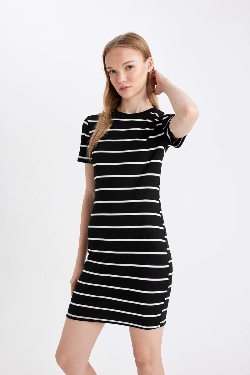 DeFacto Bodycon Crew Neck Striped Camisole Mini Dress - Image 3