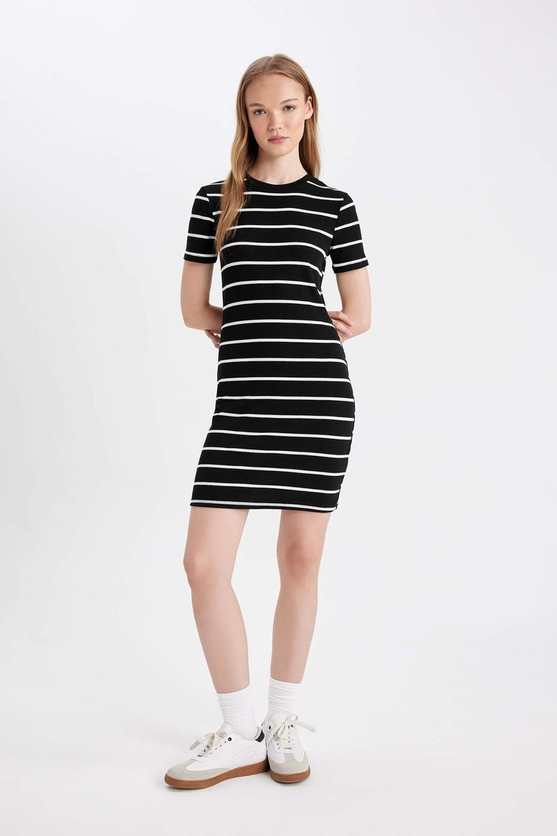 DeFacto Bodycon Crew Neck Striped Camisole Mini Dress - Image 2