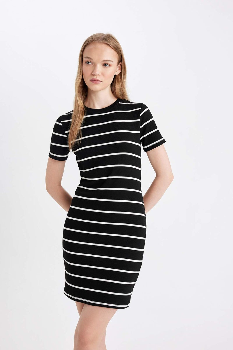 DeFacto Bodycon Crew Neck Striped Camisole Mini Dress - Image 4