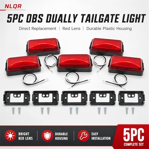 NLQR 5pc OBS Dually Tailgate Light Compatible with Chevrolet Compatible with GMC 3500 C30 19882000 Dual Rear Tailgate Lights - Image 3