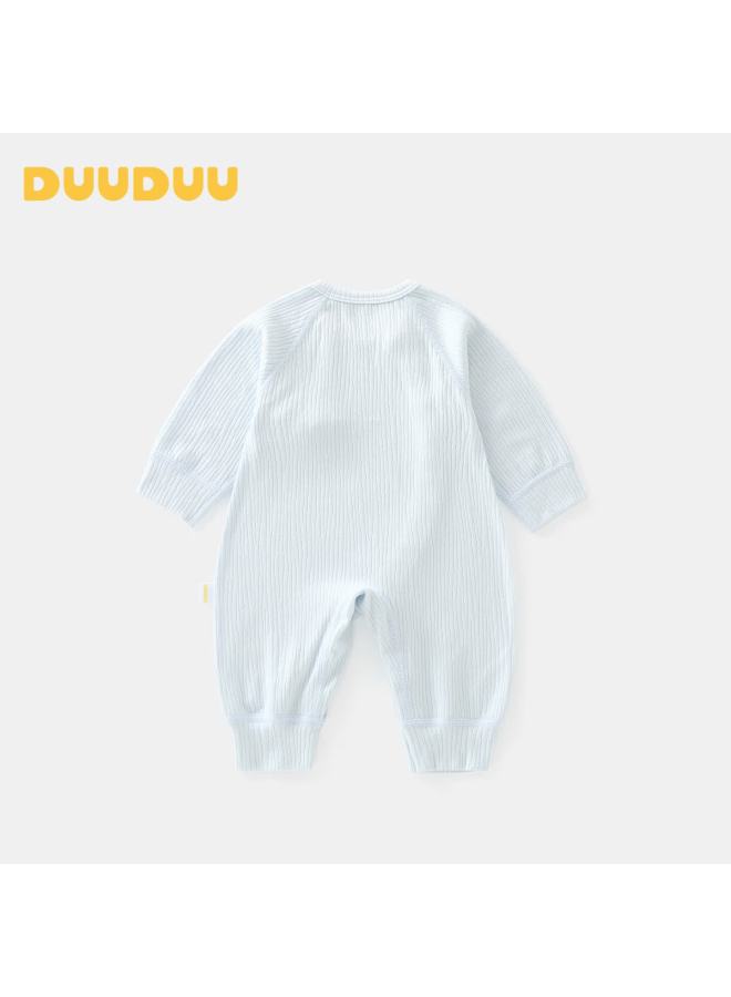 Duuduu بدلة دودي للأطفال حديثي الولادة ربيعية وخريفية، رومبر بدون خياطة، ملابس نوم للأطفال الرضع، زرقاء 80 سم - Image 2