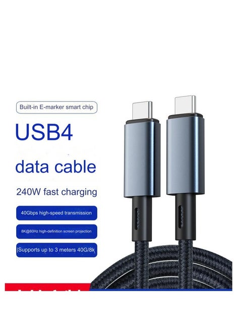 USB 4 Cable 1 Meter, Compatible Thunderbolt 4,USB C to USB C Charging Cable,8K@60Hz Display/40Gbps Data Transfer/240W PD Charging,for IPhone,MacBooks,Samsung,Xiaomi,Huawei Mobile phone
