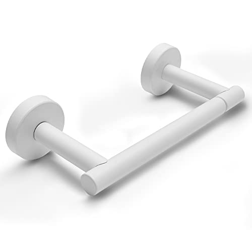 POKIM White Toilet Paper Holder Metal Bathroom Flexible Pivot Ceramic Jumbo Tissue Roll Holder on Wall Mounted SUS 304 Stainless Steel Adjustable Toilet TP Mega Roll Holder Modern