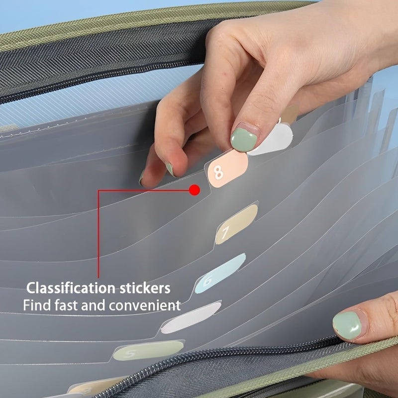 VEPROIX Folder Bag for Certificates and Documents – 13-Pocket A4 Size Expanding File Folder Bag with Zipper Closure, Waterproof Document Organizer with Handle and Front Compartment (Multicolour) - Image 4