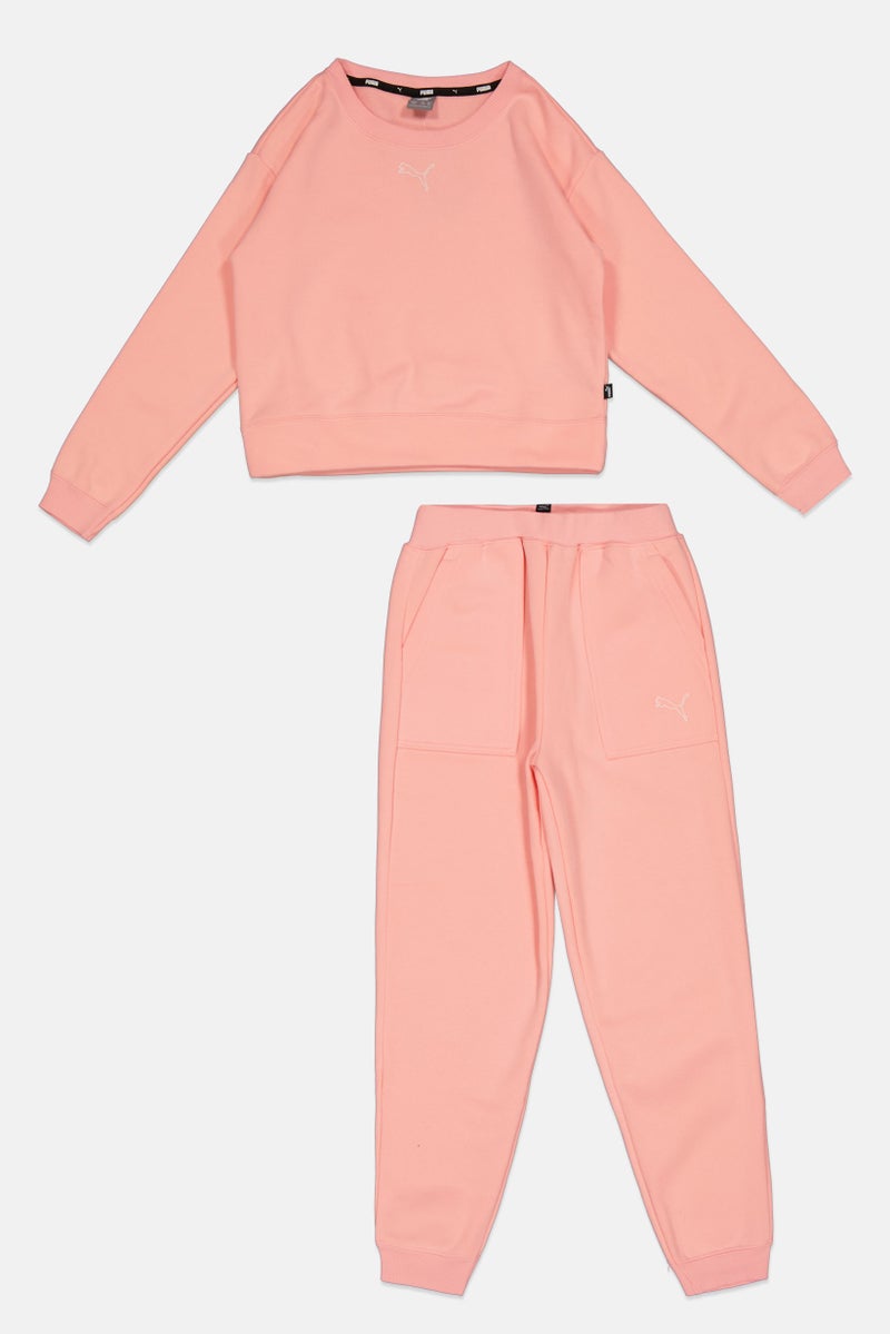 PUMA Kids Girl 2 Pieces Relaxed Fit Training Tracksuits, Peach  - Image 1