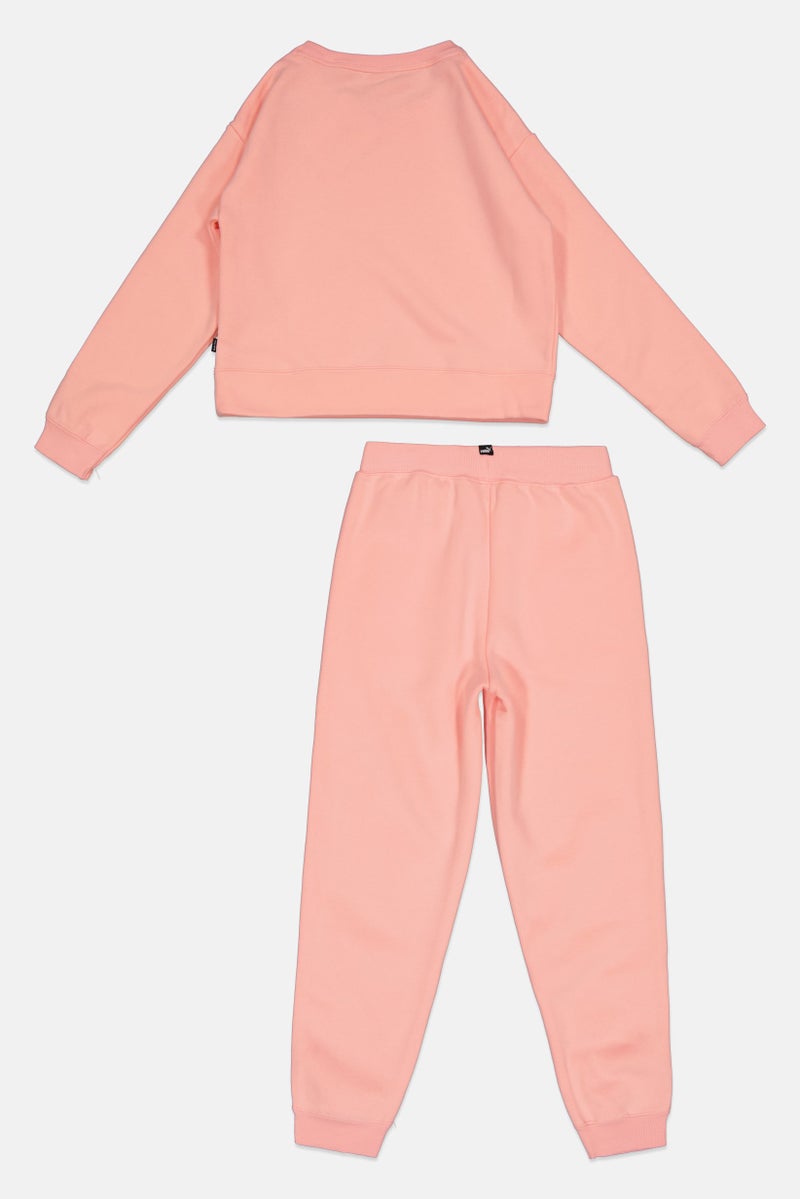PUMA Kids Girl 2 Pieces Relaxed Fit Training Tracksuits, Peach  - Image 2