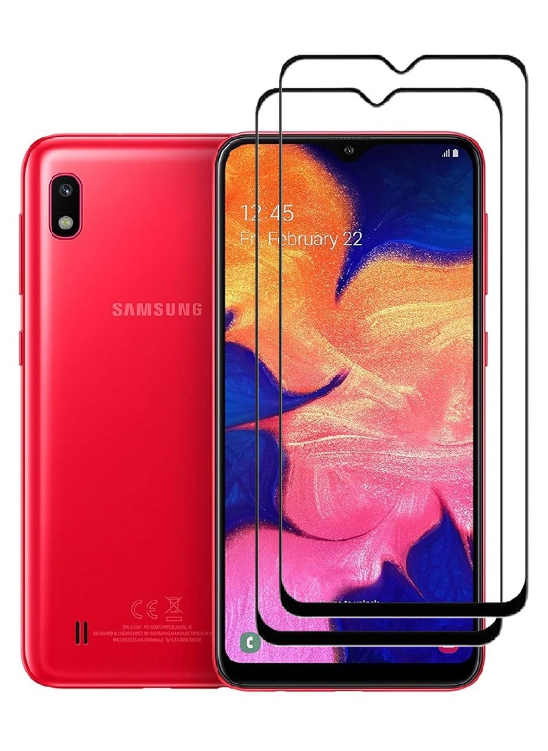 2 Pieces Tempered Glass Screen Protector 5D Designed For Samsung Galaxy A10e Full Glue Edge to Edge Full Screen Coverage And Bubble Free