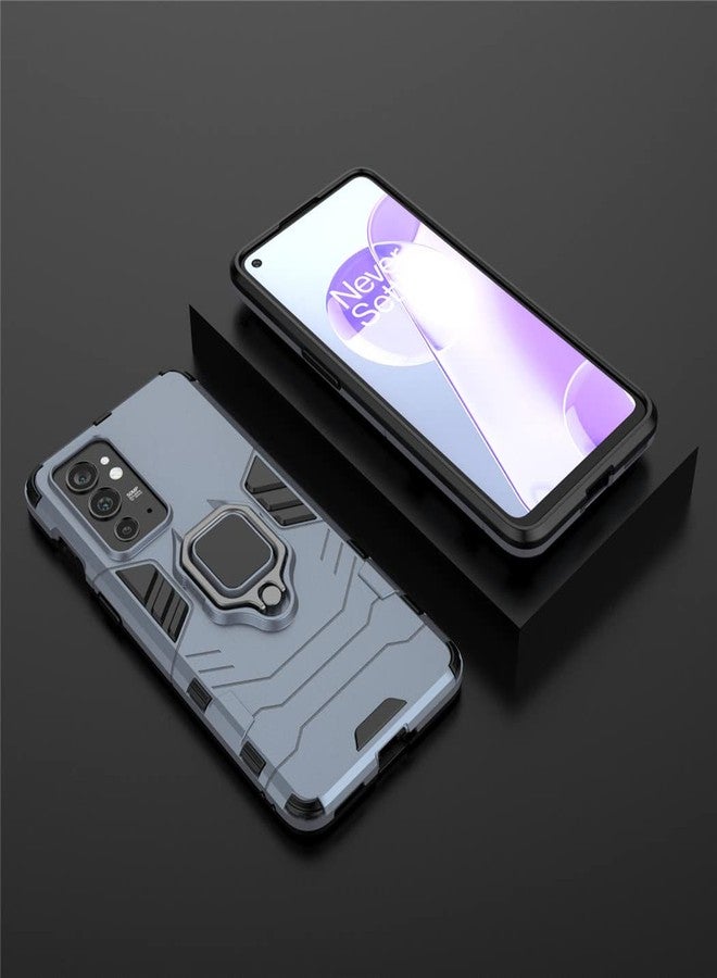MaiJin Compatible with OnePlus 9RT 5G Case, Metal Ring Grip Kickstand Bumper (Works with Magnetic Car Mount) Dual Layer Rugged Cover (Navy Blue) - Image 5