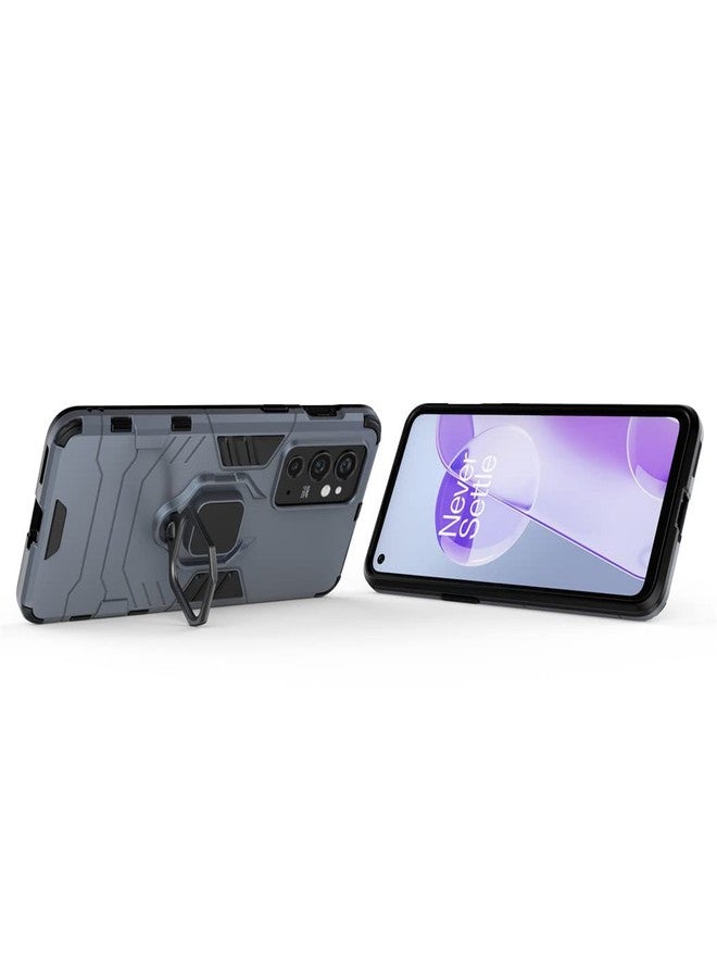 MaiJin Compatible with OnePlus 9RT 5G Case, Metal Ring Grip Kickstand Bumper (Works with Magnetic Car Mount) Dual Layer Rugged Cover (Navy Blue) - Image 2