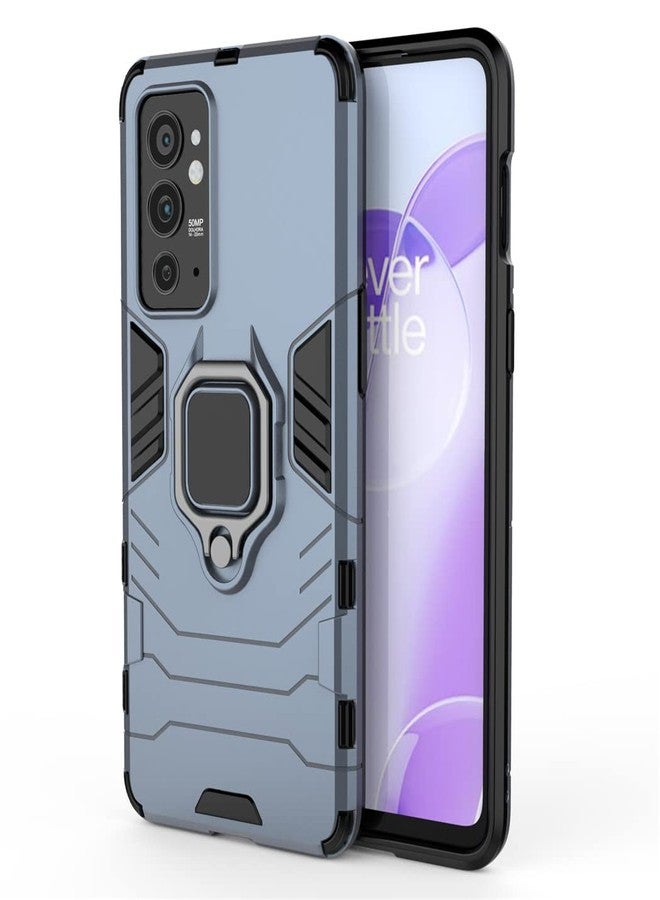 MaiJin Compatible with OnePlus 9RT 5G Case, Metal Ring Grip Kickstand Bumper (Works with Magnetic Car Mount) Dual Layer Rugged Cover (Navy Blue) - Image 4