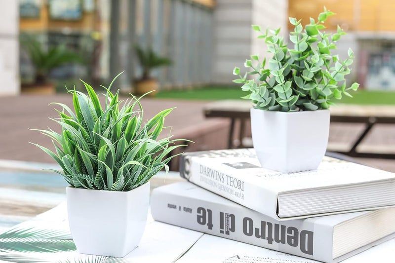 Der Rose 2 Pack Small Fake Plants Mini Artificial Potted Plants for Table Desk Home Laundry Room Bathroom Office Decor - Image 5