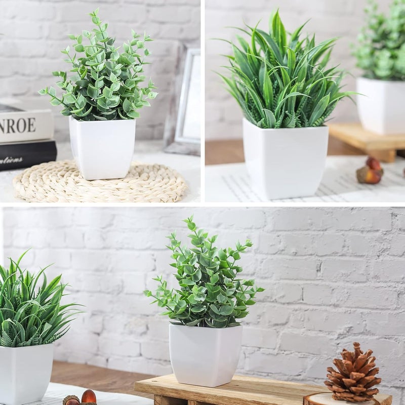 Der Rose 2 Pack Small Fake Plants Mini Artificial Potted Plants for Table Desk Home Laundry Room Bathroom Office Decor - Image 3
