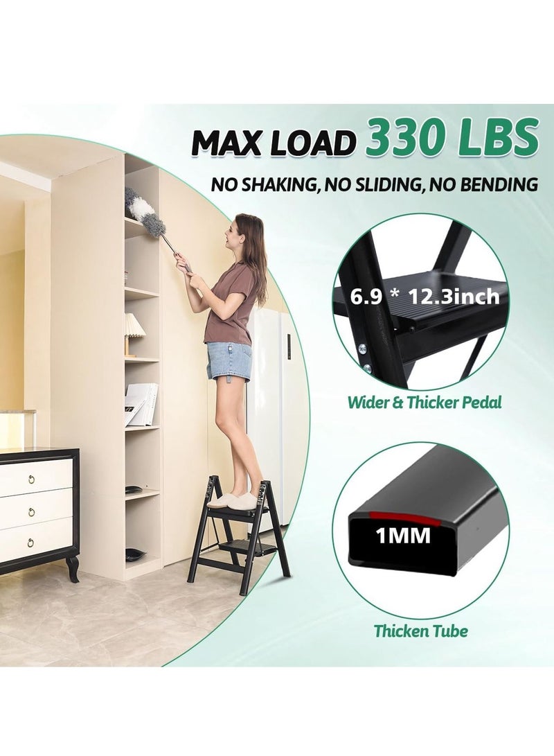 Step Ladder Folding Step Stool, Heavy Duty 330 Lbs Load Stepladder, Small Kitchen/Closet Ladder for Adults/Kids, Lightweight Step Ladder 2 Step Folding with Anti-Slip Wide Pedal for Home  - Image 4