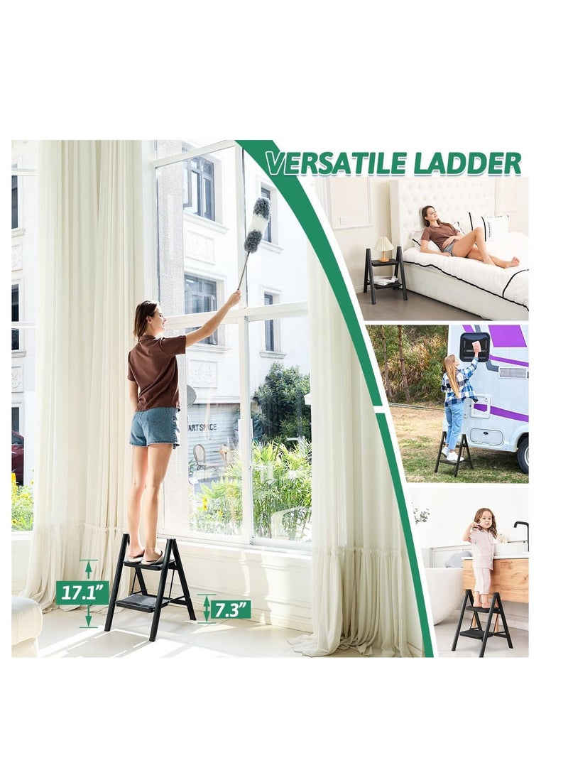 Step Ladder Folding Step Stool, Heavy Duty 330 Lbs Load Stepladder, Small Kitchen/Closet Ladder for Adults/Kids, Lightweight Step Ladder 2 Step Folding with Anti-Slip Wide Pedal for Home  - Image 5