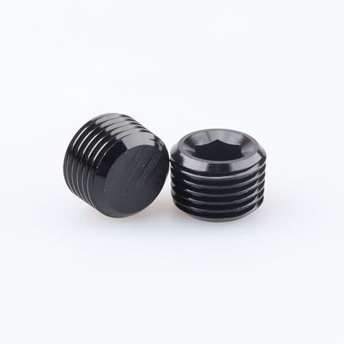 AC PERFORMANCE 1/8" NPT Male Pipe Plug Allen Head Socket Fitting, Black Aluminum, Pack of 2 - Image 1