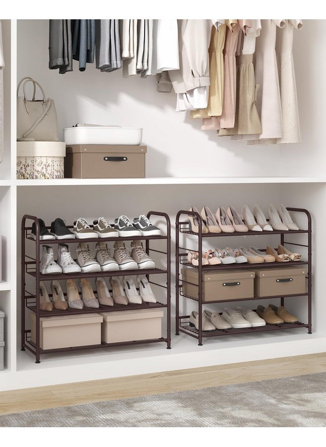 SONGMICS SONGMICS Stackable Shoe Rack, 4 Tier Metal Shoes Rack Storage Shelf, Holds up to 20 Pairs Shoes, Adjustable Slanted Shelves Tower Organizer for Closet Entryway Small Spaces, Bronze  - Image 2