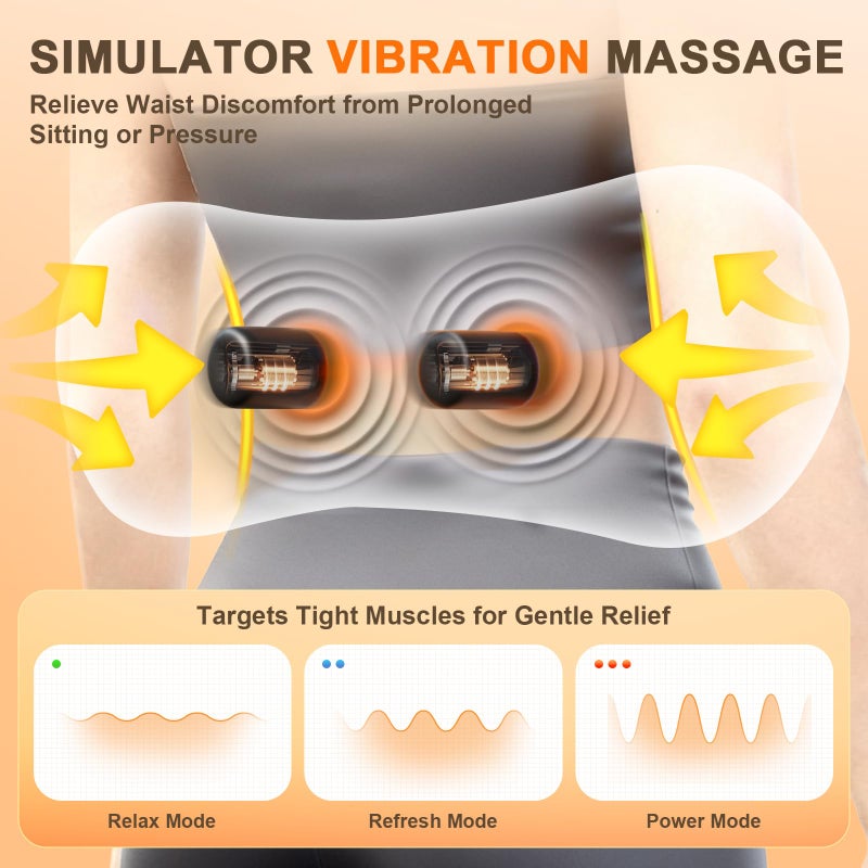 FunBy 3-in-1 Electric Lumbar Support Pillow,Triple Fusion Back Massager with Heat,Vibration&Traction,Back Support Pillow for Bed and Chair,Lumbar Support Pillow for Lower Back Pain Relief&Spine Support-Gray - Image 5