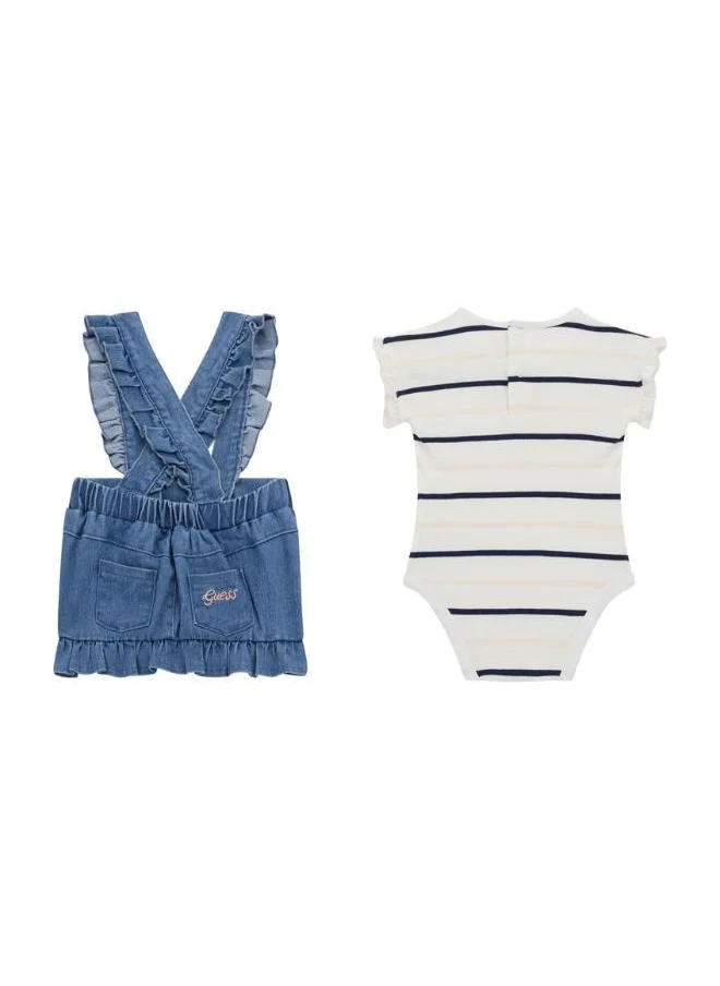 جس Kids Stripe Onesies And Skirt Set