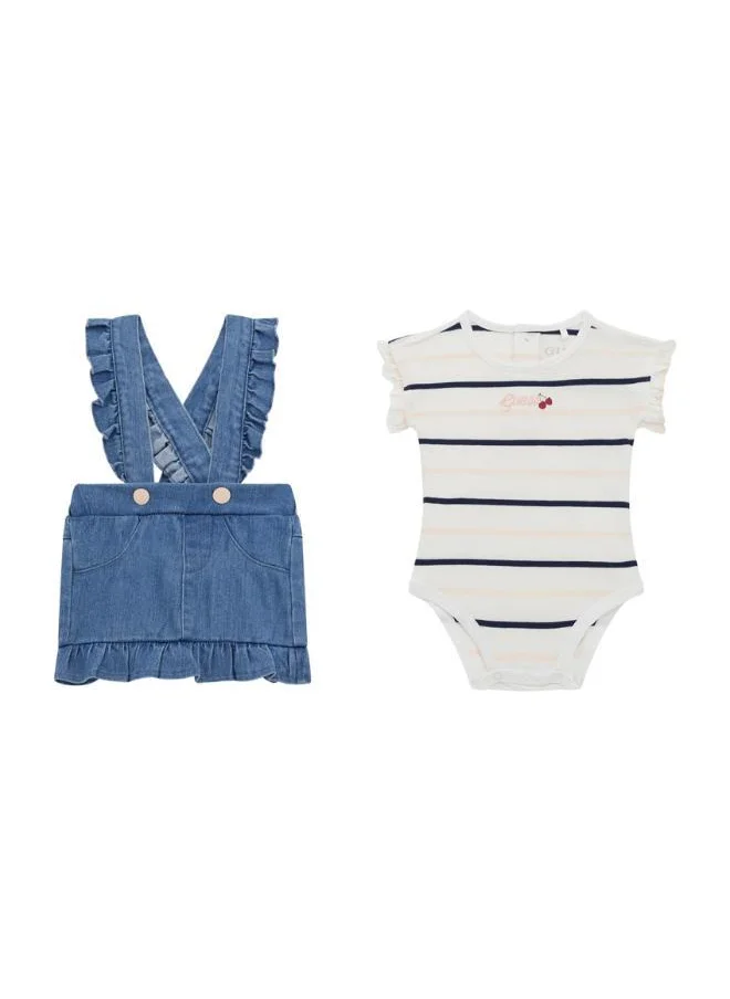 جس Kids Stripe Onesies And Skirt Set