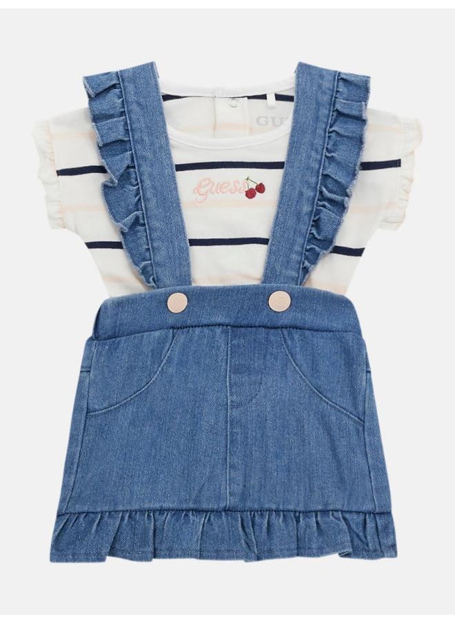 جس Kids Stripe Onesies And Skirt Set  - Image 3