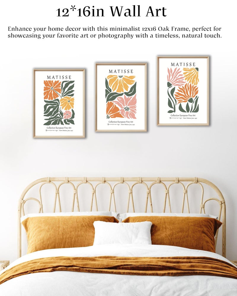 UPWOIGH Framed Wall Art  Matisse Flower Market Prints Set of 3 Wood Canvas Wall Art 12""x16"" Cotton Pattern Botanical Wall Art Aesthetic for Living Room Bedroom D?cor Accessories - Image 2