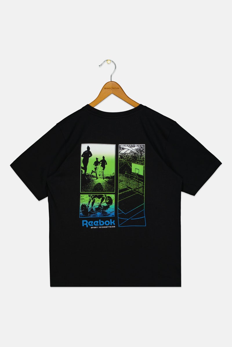 Reebok Kids Boy Brand Logo Short Sleeve Outdoor T-Shirt, Black - Image 2