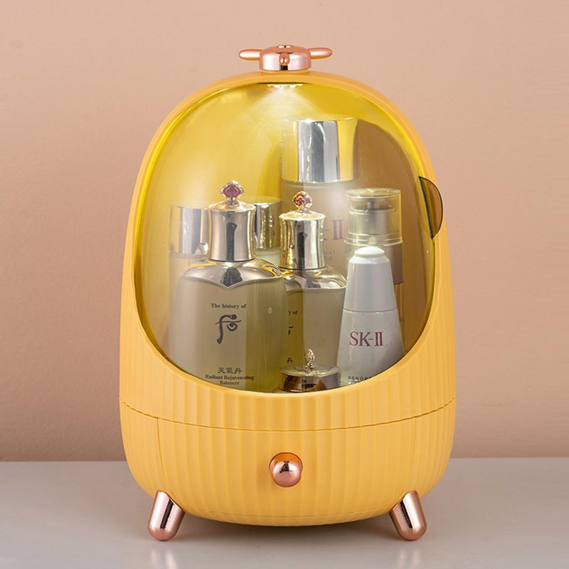 Kuber Industries Kuber Industries Household Cosmetic Organizer Storage Box | Cute Modern Look | Plastic Storage box for Brushes, Eyeshadow, Lotions, Lipstick, Nail Polish | 1029YL | Yellow  - Image 1