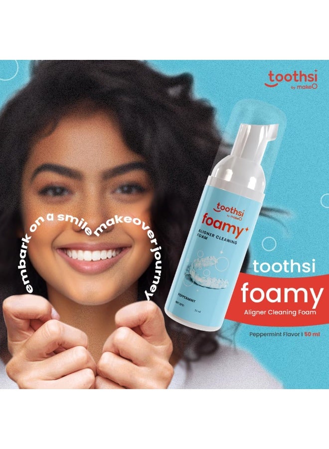 Toothsi رغوة Toothsi لتنظيف مقومات الأسنان الشفافة | نكهة النعناع | تركيبة مضادة للبكتيريا - مناسبة لأطقم الأسنان ومثبتات الأسنان والمقومات الشفافة | خالية من الروائح | رغوة فموية لتنظيف المثبتات | سهلة الاستخدام ومثالية للتنقل | عبوة مزدوجة (50 مل لكل عبوة) - Image 4