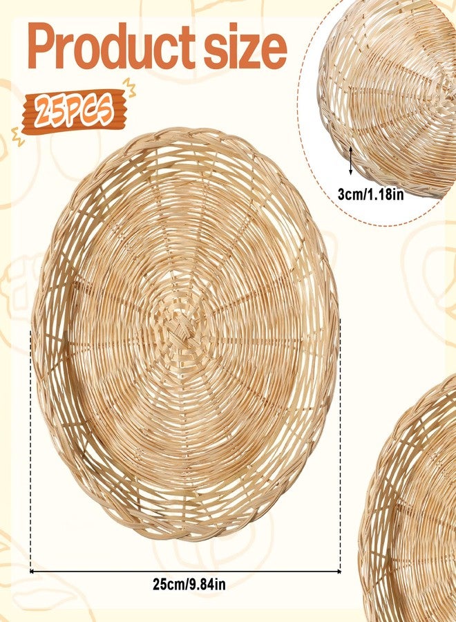 Xosjska 10 Pack Bamboo Paper Plate Holder, 10 inches Reusable-Wicker Charger Plates-Wicker Paper Plate-Holder, Hand Weave Brown-Wickers Paper-Plate Baskets for Home Party Daily Dining Picnic - Image 3
