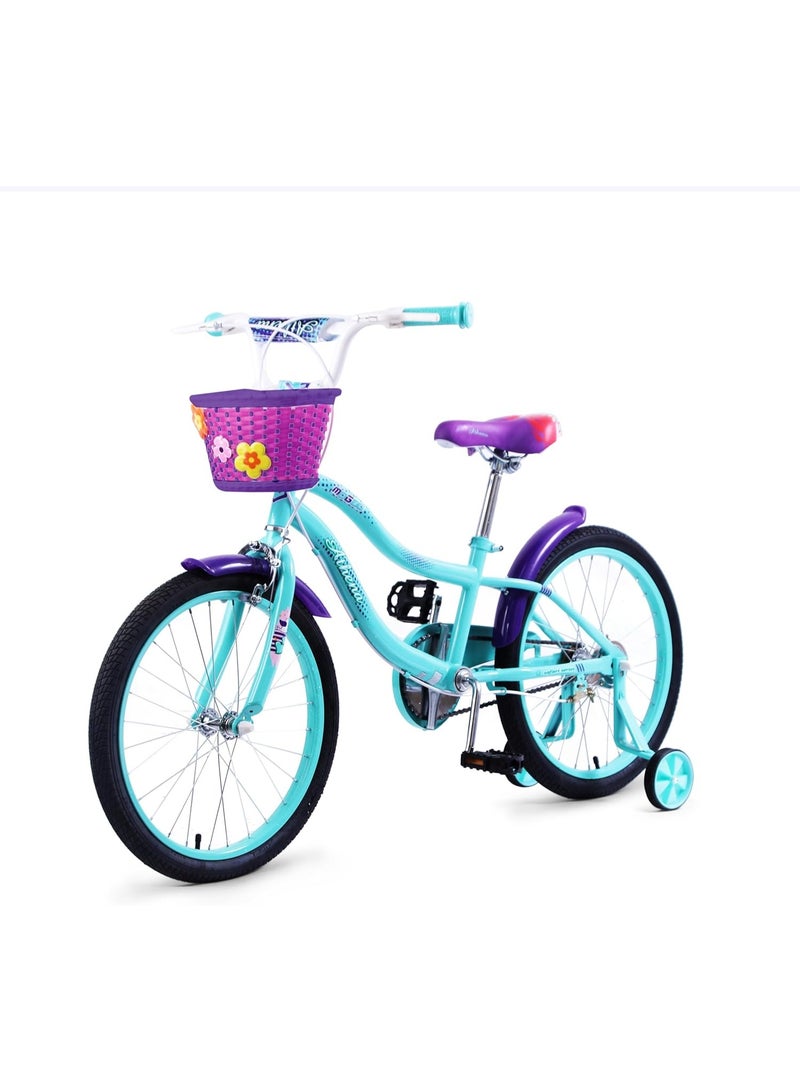 موجو Athena Girls Bike with Basket & Training Wheels 16 Inch | Green |  Kids Single-Speed Bicycle for Ages 2-4 | Alloy Steel Frame - Image 2