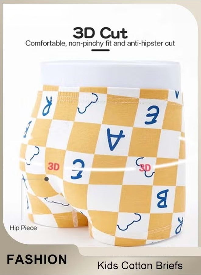 Unewshi 4 Pack Cotton Briefs For Kids,Little Boy Shorts,Printed Cute Patter Briefs,Boxer Briefs For Boys With Comfort Soft Waistband,Breathable Shorts Briefs For Kids 3-8 Years - Image 3