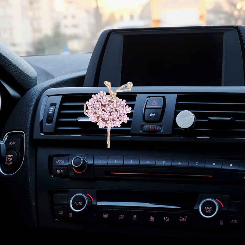 2 Pcs Car Perfume Clip Aroma Diffuser Ballet Girl Decor Diamond Ornament - Image 4